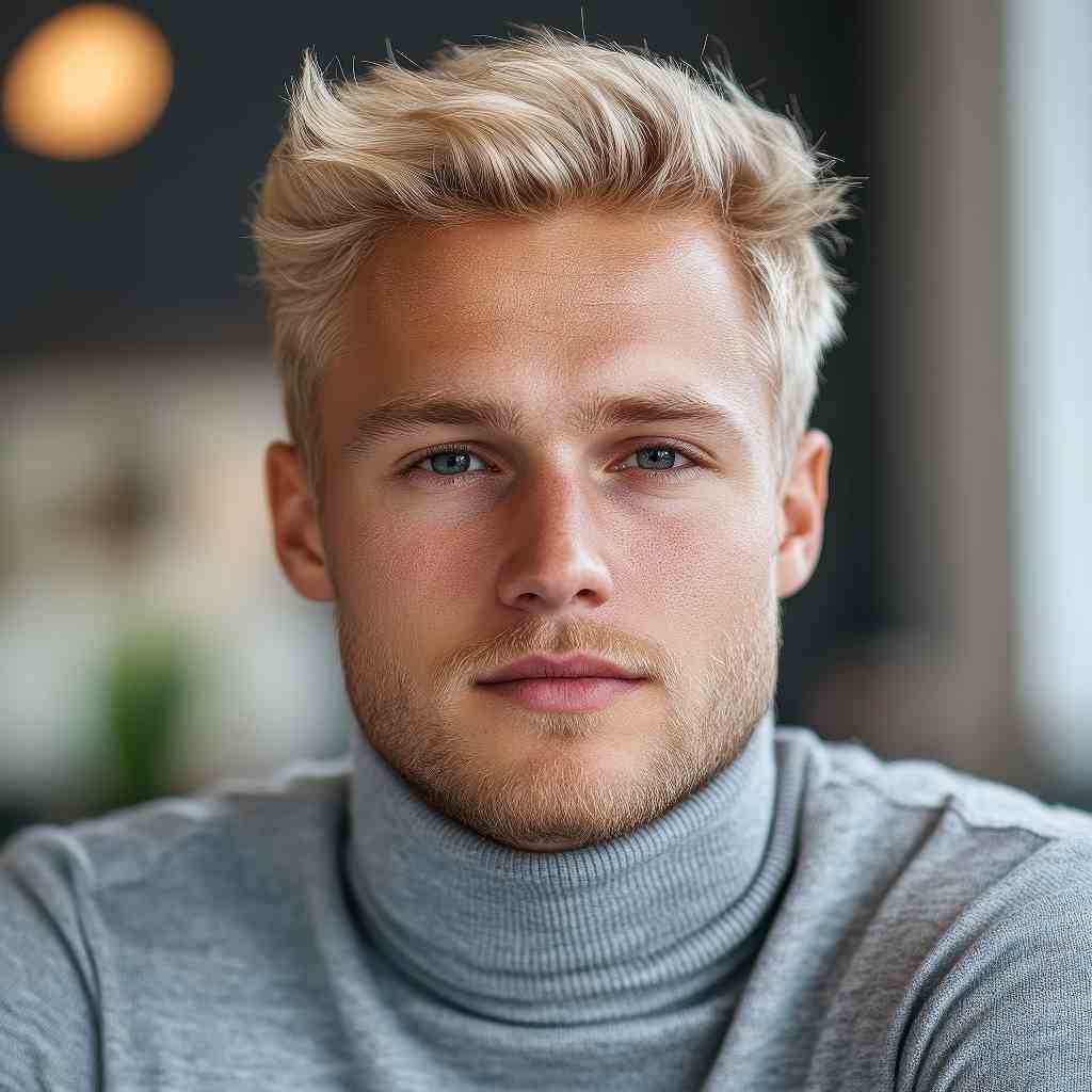 A man of European appearance, blond, clean-shaven.
