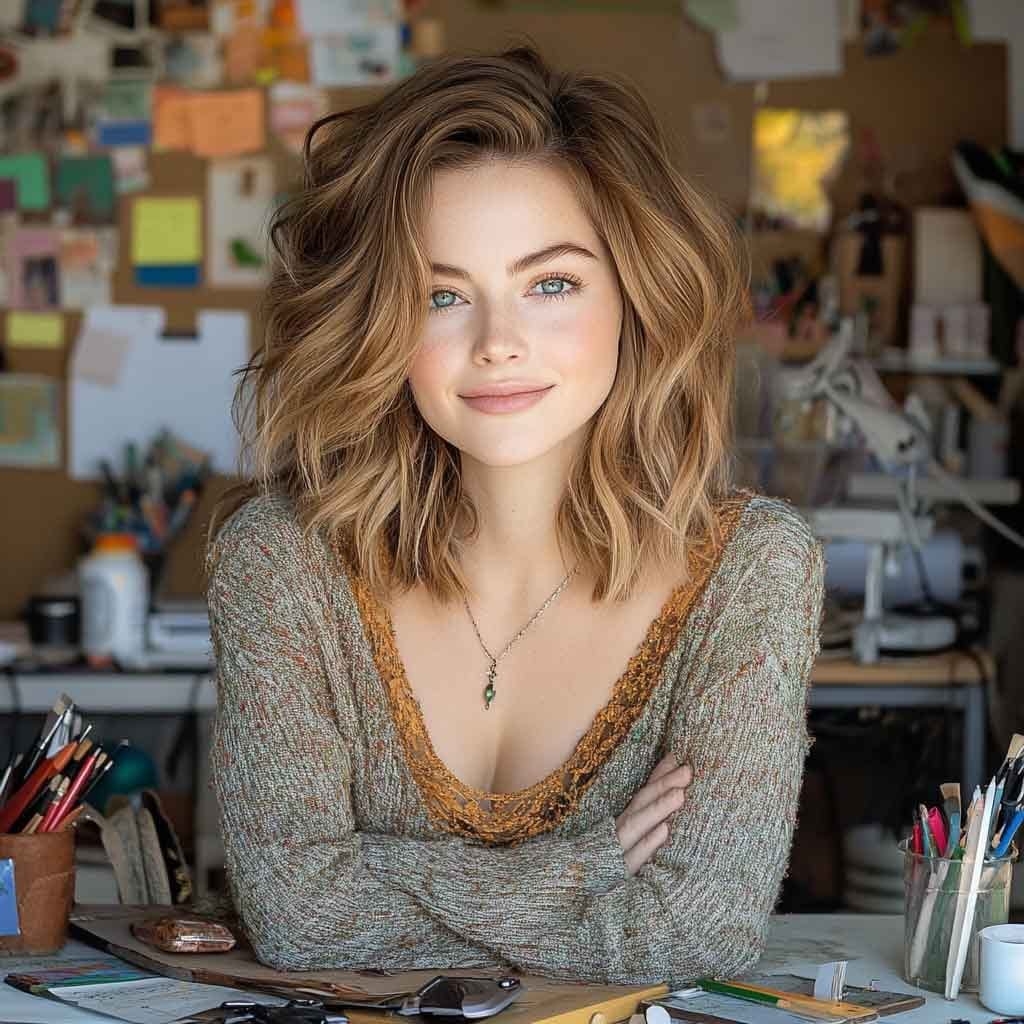 a portrait of a young housewife.