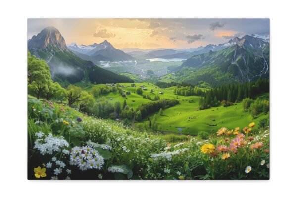 Mountain View with Wildflowers – Scenic Canvas Print for Home or Office