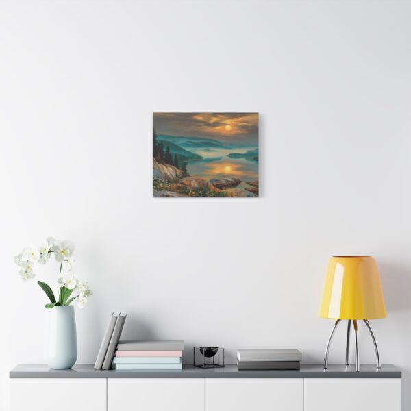 Scenic Landscape Matte Canvas Wall Art, Nature Decor for Home, Sunset Lake Painting, Gift for Nature Lovers, Tranquil Wall Decor, [...] - Image 4