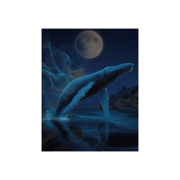 Mystical Whale Foam Board Art - Unique Wall Decor, Ocean Lover Gift, Nautical Theme, Home or Office Decoration, Nighttime Ocean Vibes