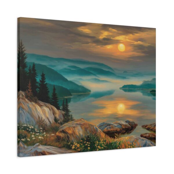 Scenic Landscape Matte Canvas Wall Art, Nature Decor for Home, Sunset Lake Painting, Gift for Nature Lovers, Tranquil Wall Decor, [...] - Image 6
