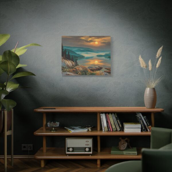 Scenic Landscape Matte Canvas Wall Art, Nature Decor for Home, Sunset Lake Painting, Gift for Nature Lovers, Tranquil Wall Decor, [...] - Image 9