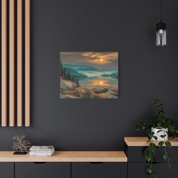 Scenic Landscape Matte Canvas Wall Art, Nature Decor for Home, Sunset Lake Painting, Gift for Nature Lovers, Tranquil Wall Decor, [...] - Image 8