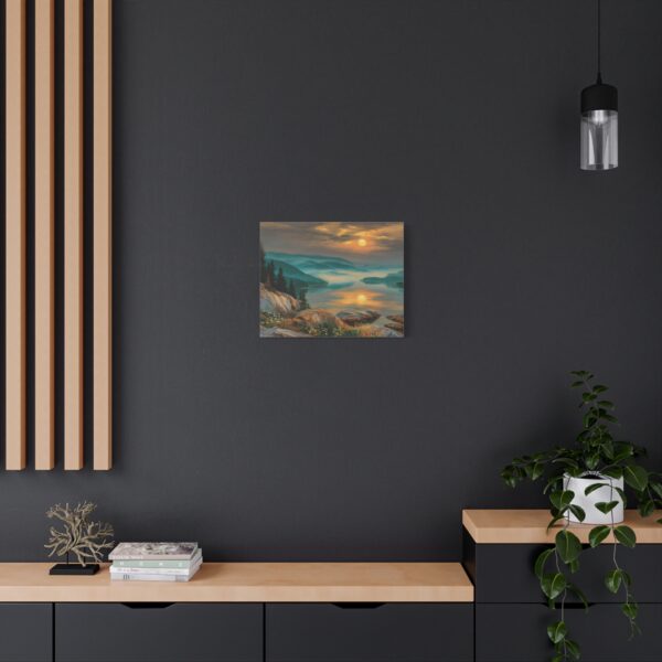Scenic Landscape Matte Canvas Wall Art, Nature Decor for Home, Sunset Lake Painting, Gift for Nature Lovers, Tranquil Wall Decor, [...] - Image 5