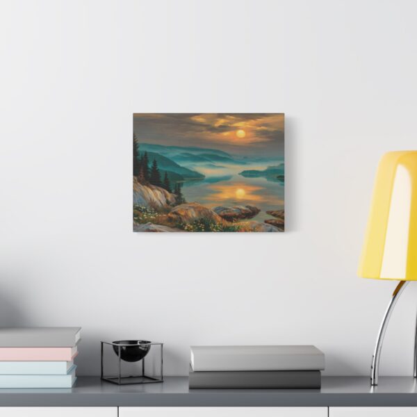 Scenic Landscape Matte Canvas Wall Art, Nature Decor for Home, Sunset Lake Painting, Gift for Nature Lovers, Tranquil Wall Decor, [...] - Image 2