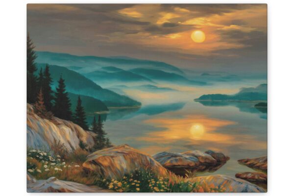 Scenic Landscape Matte Canvas Wall Art, Nature Decor for Home, Sunset Lake Painting, Gift for Nature Lovers, Tranquil Wall Decor, [...]