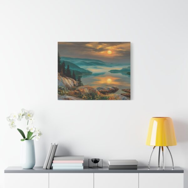 Scenic Landscape Matte Canvas Wall Art, Nature Decor for Home, Sunset Lake Painting, Gift for Nature Lovers, Tranquil Wall Decor, [...] - Image 7