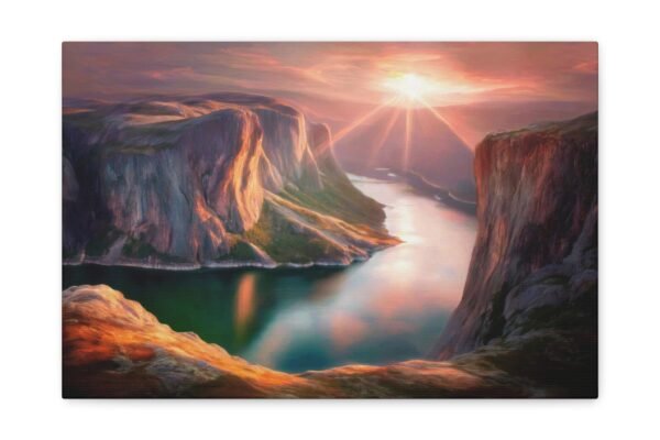 Stretched Canvas Wall Art, Mountain River Landscape, Nature Decor, Home Office Art, Gift for Nature Lovers, Stunning Wall Decor